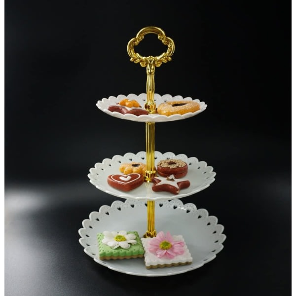 IC 3-vånings Cupcake Stand, Cheese Board Cupcake Dessert Stand, Metall Weiß