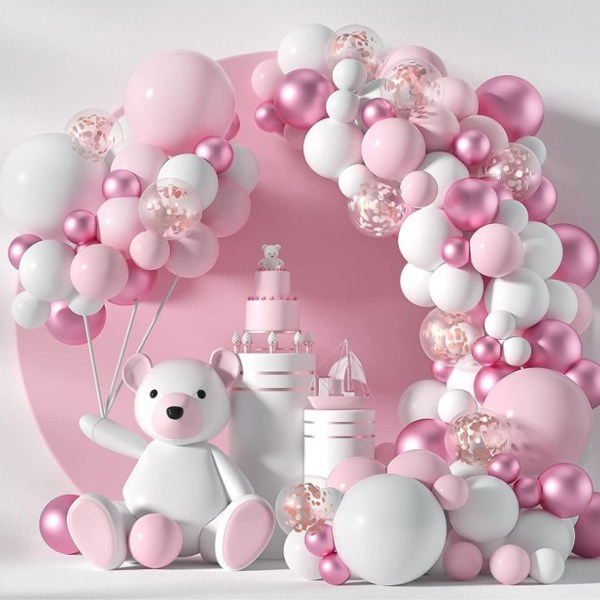 IC Rosa set Fylld rosa ballongbåge olika