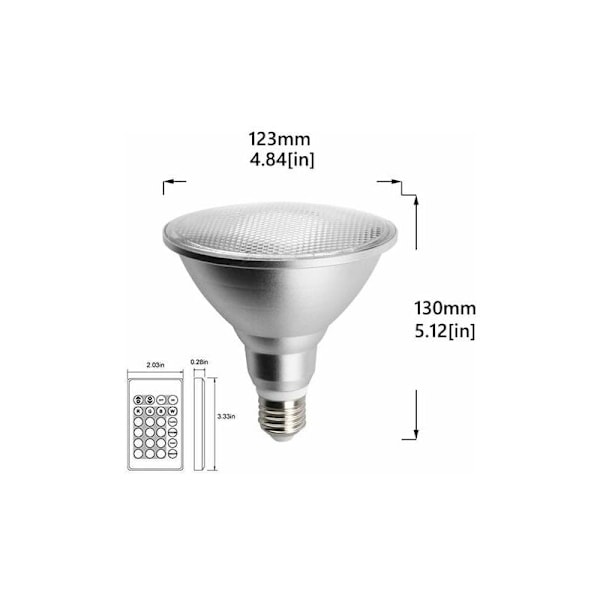 LED Färglampor 20W Vattentät RGB LED-lampa E27 Par38 med 24-knapps IR-fjärrkontroll (RGB & Kallvitt)