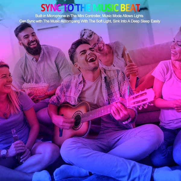 20M LED-lysstrimler - Fjernkontroll, Bluetooth RGB-lys Musikk-synkronisering 2 x 10m Ruller EU EU hvit