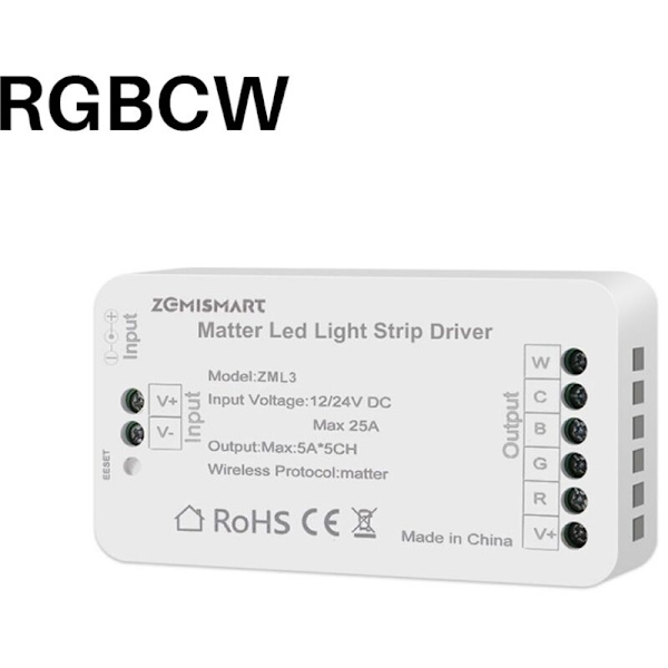 Matter RGBCW Bixb Wifi LED Lysstrip Controller//til Hjemmet/til Kontrol Support