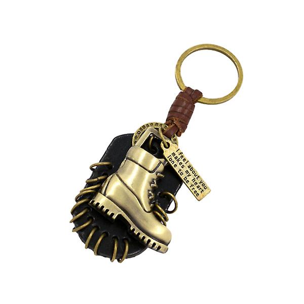 1. Sko Legering Læder Nøglering Cool Mode Charm Håndtaske Vedhæng Nøglering IC