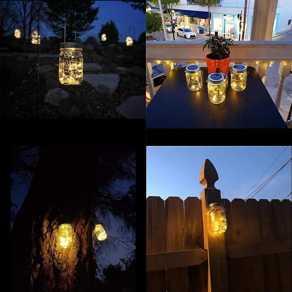 IC 2-pack Mason Jar Solcellslampa, 20 LED Utomhus Sol