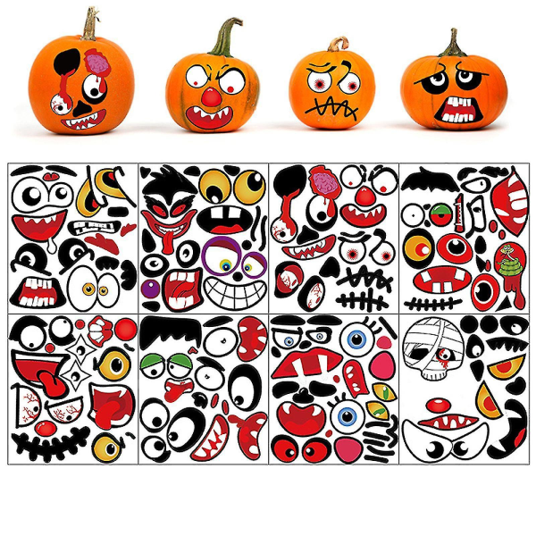 IC Halloween-tarrat Pumppu koristelu lapsille tekee 32 hauskaa kasvoa