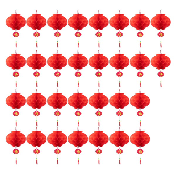 IC 30 stycken runda hängande röda papperslyktordekorationer för 2023 20cm