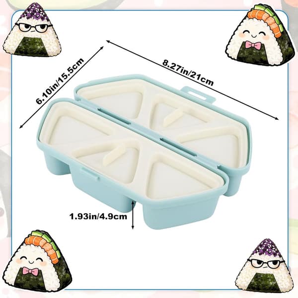 6-i-1 Onigiri Form, Trekantet Risbold Maker Med Ske, Fødevaresikker PP, Til Bento Bokse, Frokoster Og Picnics, Blå