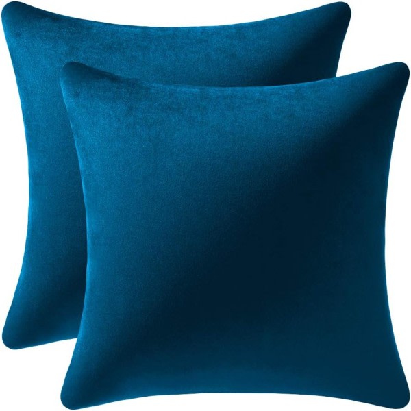 IC Midnight Blue -tyynynpäälliset - 2-pakkauksessa 24 x 24 tuumaa Mukava pehmeä sametti Neliömäiset koristeelliset tyynynpäälliset, selkätyynyt ShamsSoafa, sohva, sänky