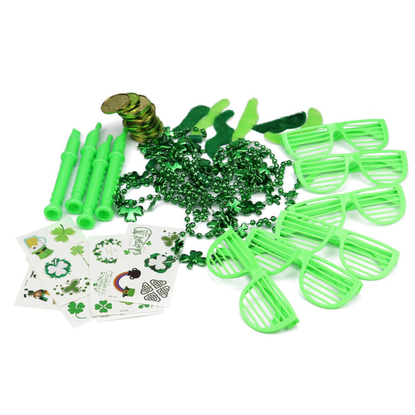 IG 50 delar St.Patrick's Day Party Favor Set inkluderar glasögon skägg