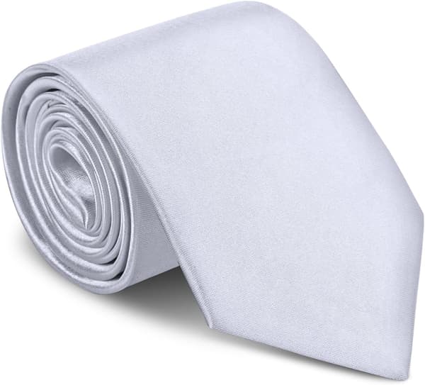 Klassiske ensfarvede satin slips til mænd - Premium slips i ren farve til mænd - Formelle sorte slips til mænd - Business bryllupsfest arbejdsslips 8cm Light grey