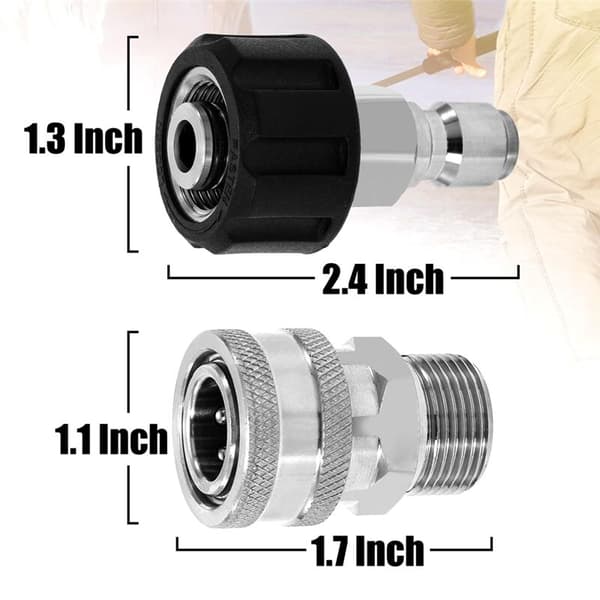 4 stk. rengøringsadapter sæt, forbindelsessæt, metrisk M22 14mm til M22 fitting, rustfrit stål
