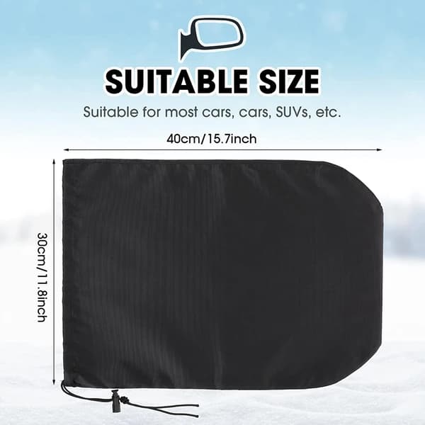 Vanntette sidespeildeksler med snøring for biler Vinter Snø Is Frostbeskyttelse 6 deler Svart