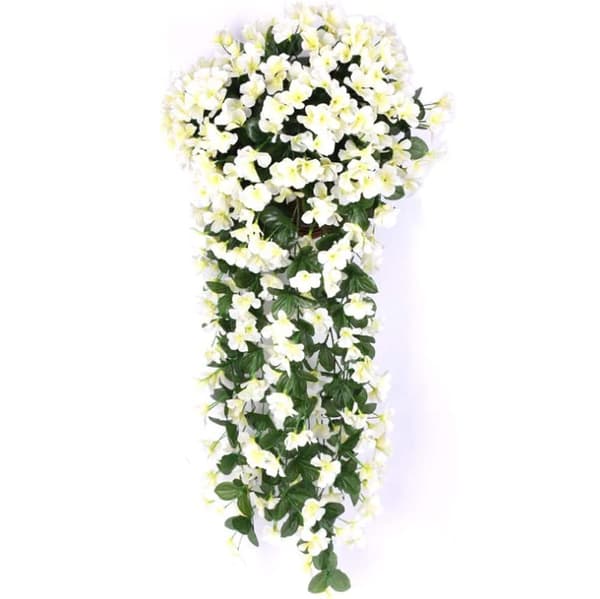 Konstgjorda hängande blommor och växter White