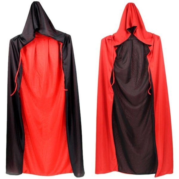 IC Halloween-häxan fest dubbelsidig vampyrkappa med huva, 120 cm
