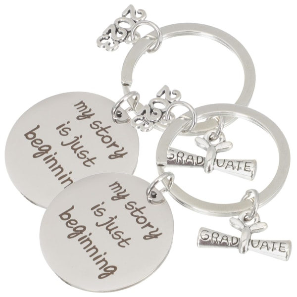 2 stk. Inspirerende Nøglering til Graduation - Graduation Nøglering til College, Gymnasium, Seniorgave 6x3cm 6x3cm IC