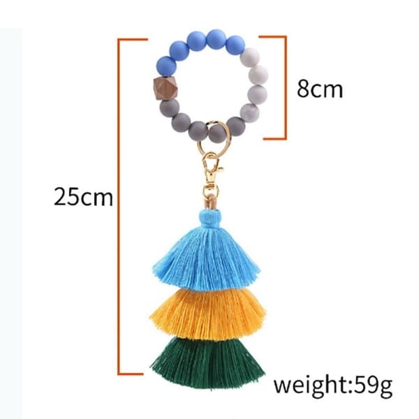 Silikonpärla Nyckelring Armband BLÅT IC