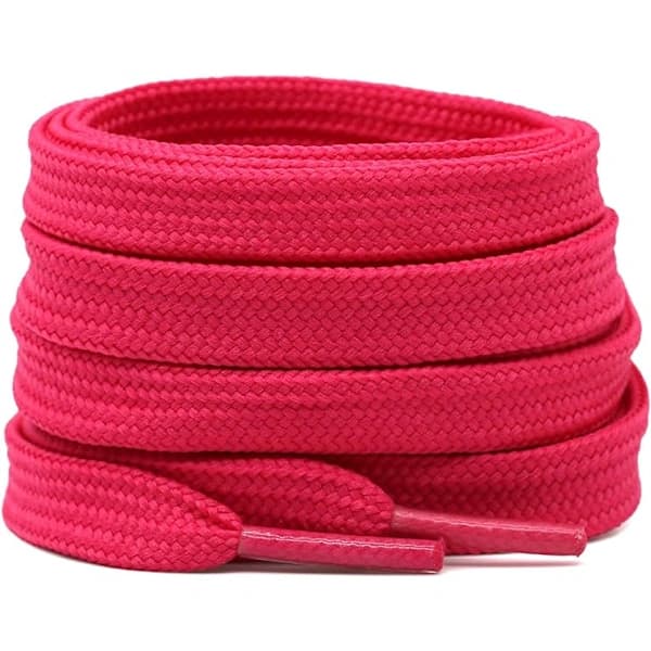Solid Flat Shoelaces Hollow Thick Athletic Shoe Laces Strings 2 Pairs, Rose Red 47.24\" Inches (120 cm)