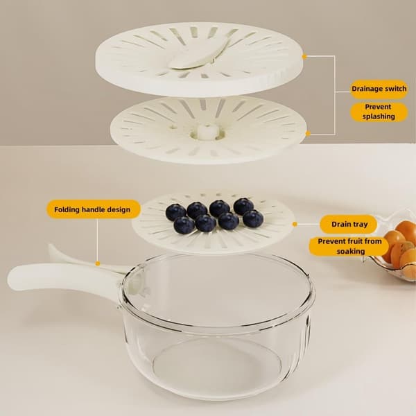15 - 3cm - Fruit Strainer - Washing Bowl - Lid - that - twists - Foldable - Handle - Multifunctional - draining basket - Suitable