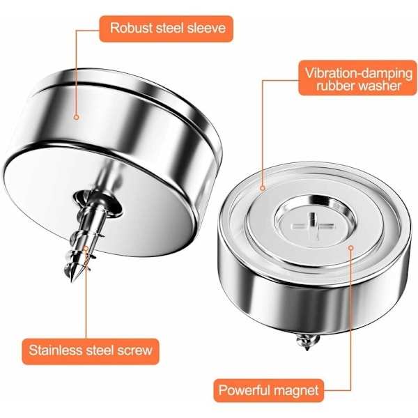 12 kappaletta Neodyymimagneetteja 10 kg vetovoima 20 x 7 mm reiällä ja kapselilla, uppokantaruuvimagneetti ruuveilla ja 12 teräslevyllä (kiiltävä hopea)