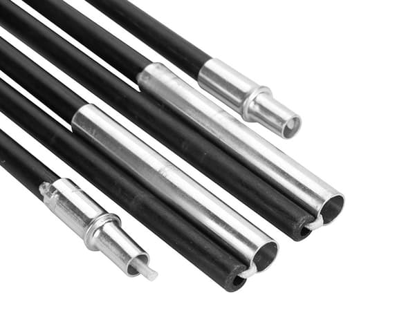Sammenklappeligt teltstangsæt, glasfiber og metal 6-segments teltstøttestænger til campingtelte, 340 cm sort, 2-pak