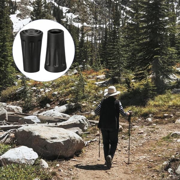 Nordic Walking-hætter, 12 stk., Vandrestavsspidser, Erstatning, til Asfalt, Krykkehætter