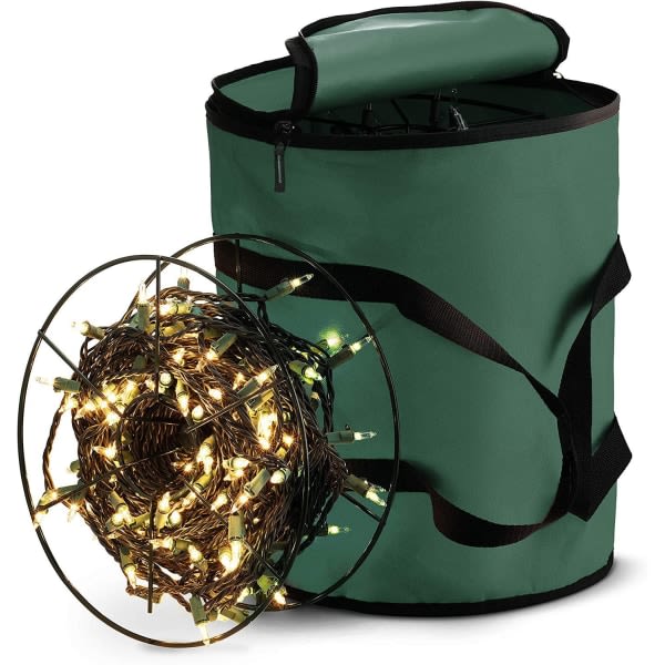Forvaringsväskor for julbelysning, 3 metallrullar for lagring av julljusslingor Green