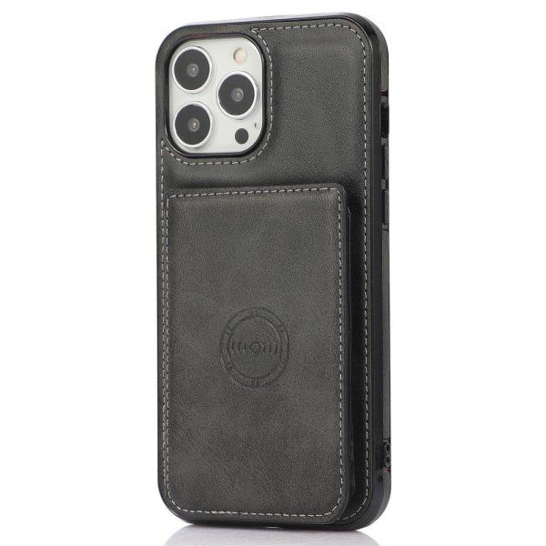 IC iPhone 13 Pro - Läderfodral med Kortfack - Svart