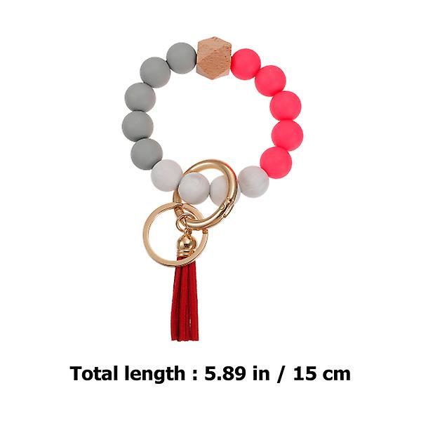 Armbåndsnøglering Armbåndsnøglering Perler Kvast Nøglering Perler Bilnøgleholder Rød IC
