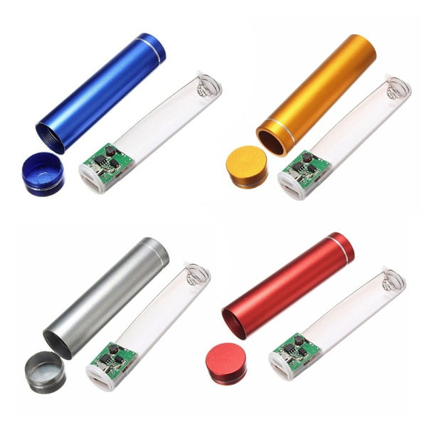 IC 1 PCE metall 5V USB Power Bank Case Kit 1X 18650 batteriladdare Guld