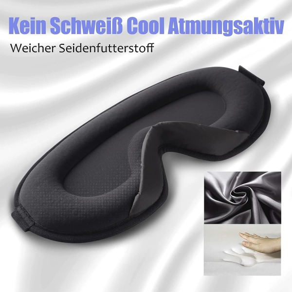 IC Unen naamio naisille miehille - Silk Soft Foam Mukava unimask, peitä silmät yöllä Block Out Black