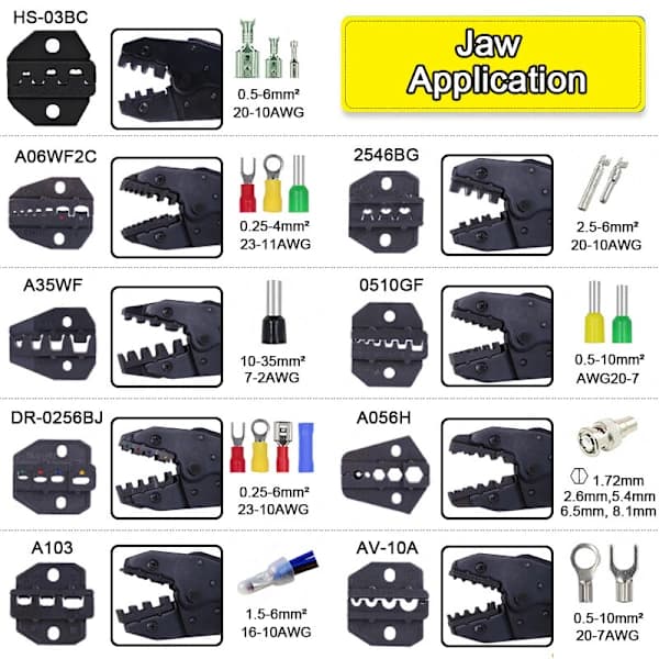 0,5-6mm² Cable Connectors Terminal Ratchet Crimping Wire Crimper Pliers Tool Kit