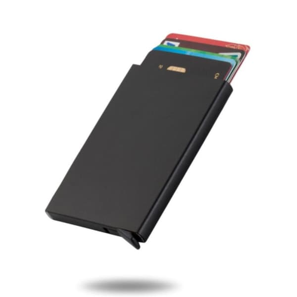IC Svart kortfodral med RFID-skydd, glider fram 5 kort
