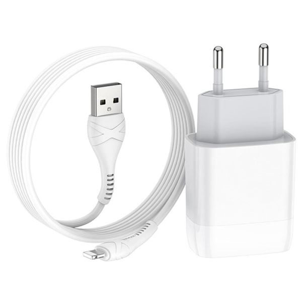 IC USB-oplader, opladningsadapter, 15 W USB-strømadapter, USB-stik til White With iPhone-kabel