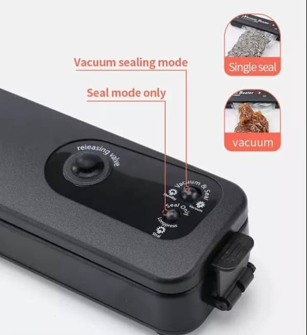 Vakuumförseglare för matförvaring, kompakt automatisk One-Touch-design, 15 sekunders försegling med 50 påsar, svart