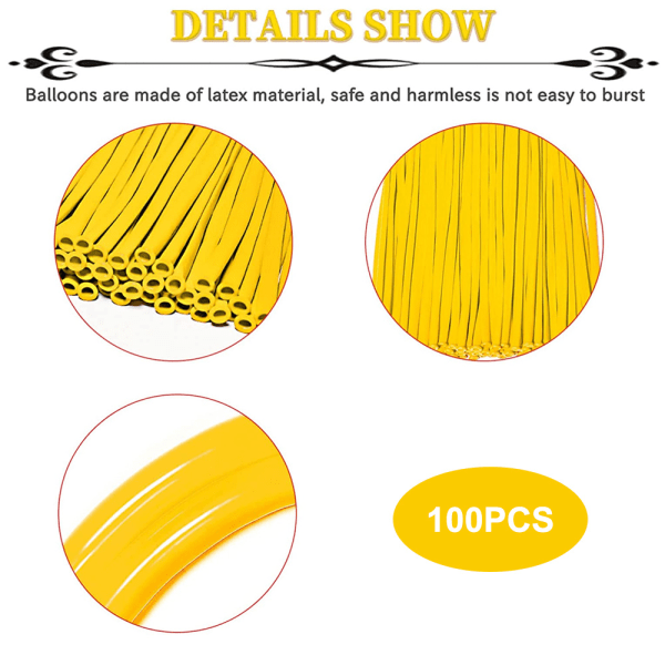 IG 100 ballonger, magic ballonger för att vrida djurblommor yellow