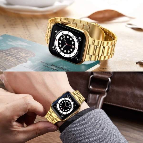 Armband för Apple Watch Ultra 44mm 40mm 45mm 41mm 42mm 38mm Metallband i rostfritt stål iWatch Series 3 5 6 SE 7 8 svart 49mm Ultra