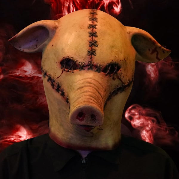IC Läskig Grismask, Halloween Gris Djurhuvudmask