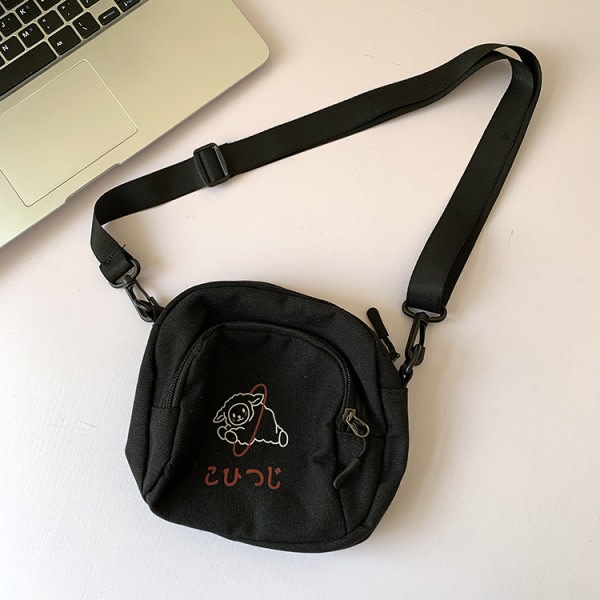 IC Canvas Kvinnor Liten Crossbody-väska Casual Student Flickor Messenger-väskor Vintage Dam-telefonväska Handväska Axelväska