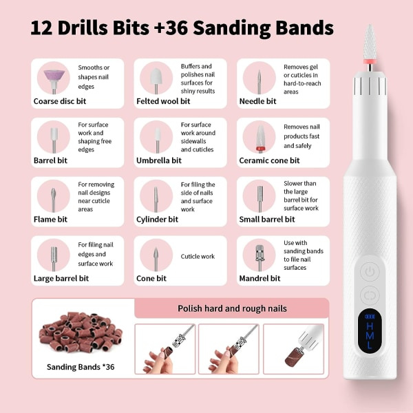 IG Elektrisk nagelfil sladdlös akrylnagelsats med keramisk nagel
