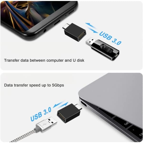 IC Supersnabb-adapter USB C till USB 3.0 Svart