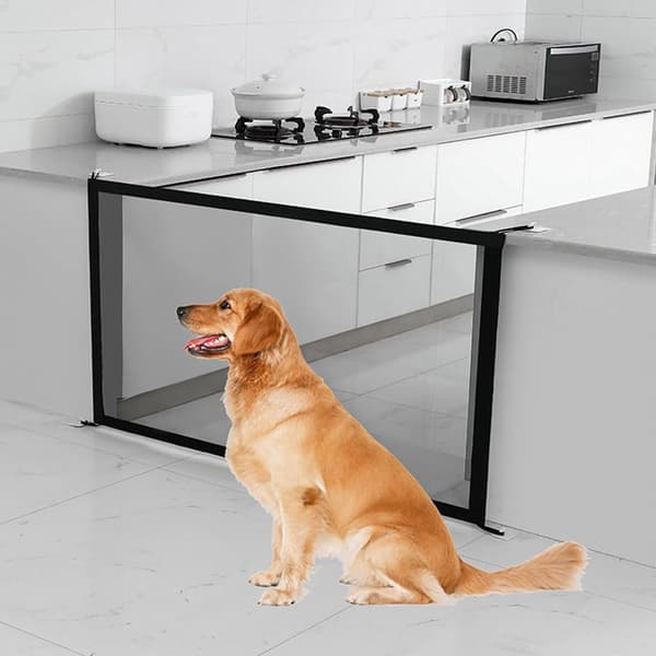 Kæledyrssikkerhedslåge, rivefast nylonnet, borefrit design med selvklæbende kroge til hunde, trapper og døråbninger, 100 × 78 cm