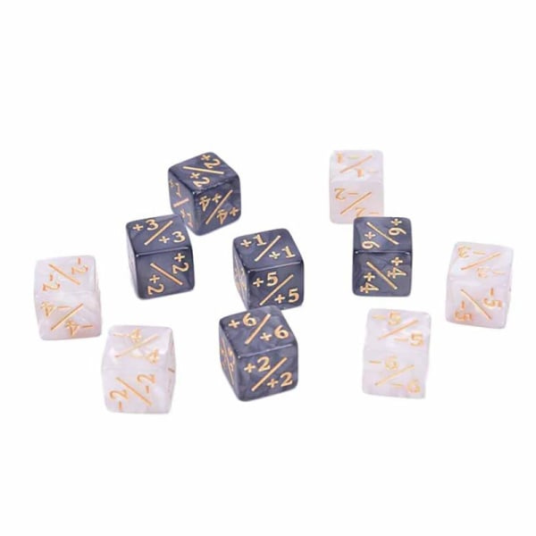 IC 10x 14mm 6-puoliset noppakuutiot +1/-1 noppakuutiot Lasten lelu keräilyyn mustavalkoinen