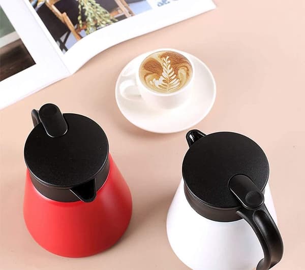Isoleret kaffekande, 680 ML, 304 rustfrit stål, dobbeltvægget vakuumsisolering, holder varmt i 6 timer, hjem og kontor, sort