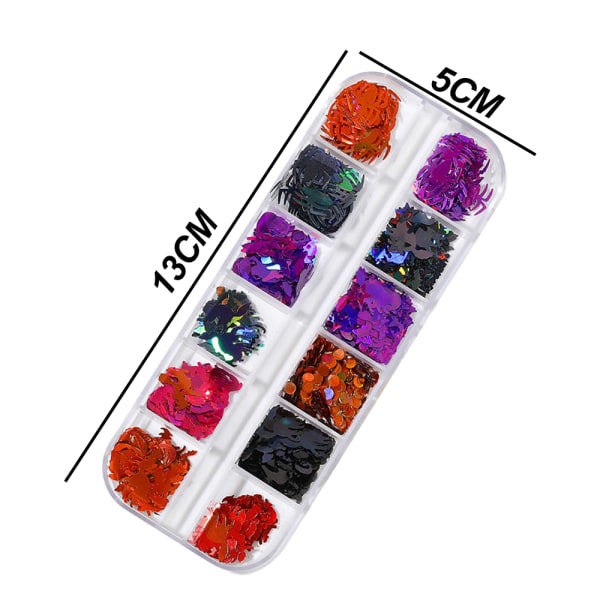 IC 1 STK Halloween Nail Paljetter, Pumpa Fladdermus Nail Art Paljetter style 3