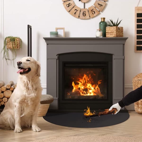 122 - 76 - cm - Fireplace - Mats - Fireproof - Mats - Fireproof - Mat - Grill - Floor - Mat - Floor - Protection - Black - Fire Pit - Mat