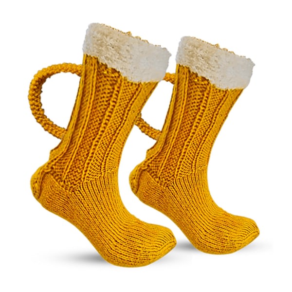 IC Julklapp 3D Öl mugg strumpor Unisex Vinter Varma Golvstrumpa