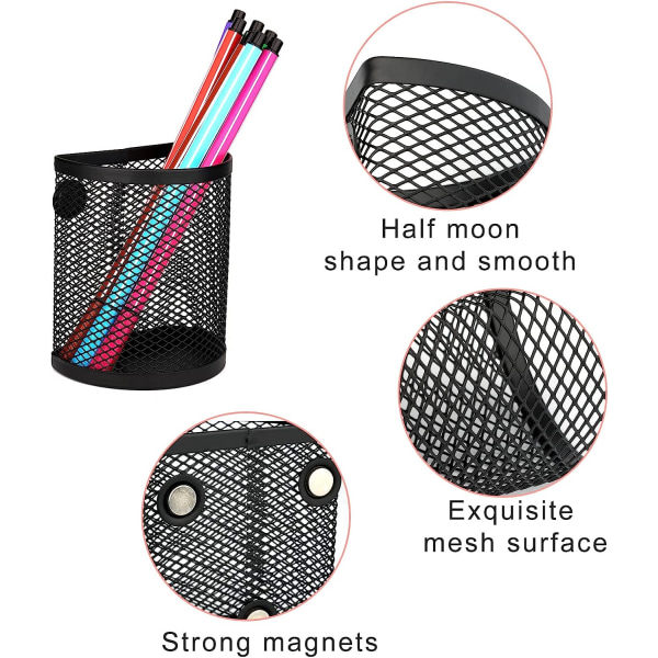 IC 2 stk magnetisk pennholder, mesh Magnetisk halvrund