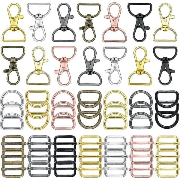56 stykker D-ringe til håndtasker, tasketilbehør, håndtasker til taskefremstilling, spænder, håndværk (assorterede farver, 25 mm)
