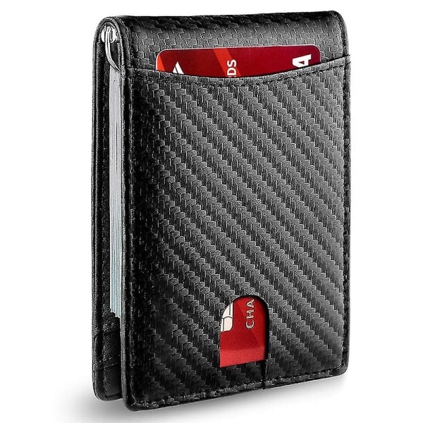 Slimmad plånbok för män med stor kapacitet med 12 platser Rfid-blockerande kolfiber IC