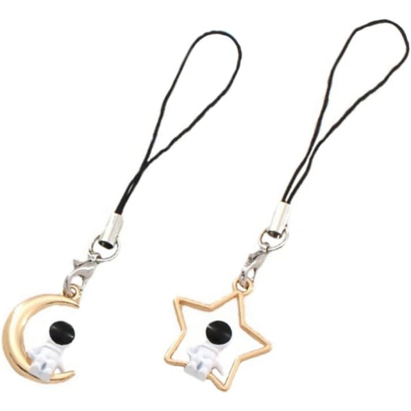 2 stk Tegnede Astronaut Mobiltelefon Charms Astronaut Telefon IC