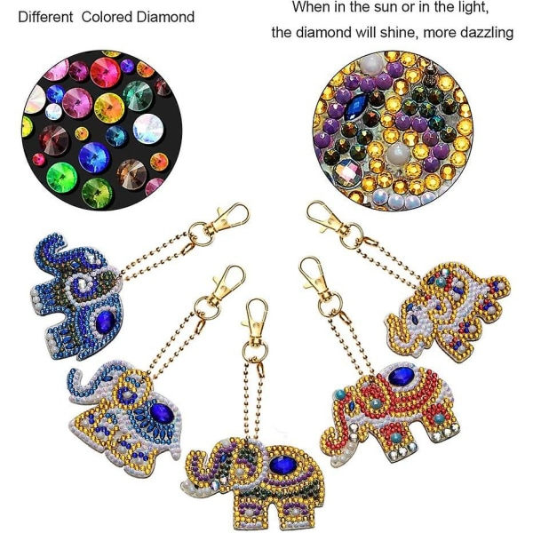IC 5d DIY Diamantmaleri Nøglering Strassmaleri Broderi Nøglering Dobbeltsidig Borhæng Håndværk Strassmaleri Fuld Kit Charms Gave (